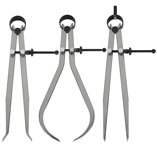 3 Pieces Spring Caliper Set - Inside, Outside & Divider 6" Inch / 150 Divider Set Mm - Measuring Tool, Workshop, Tool Room Wood-Turning Lathe Projects. Leather Crafting & Scribing