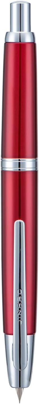 Jinhao 10 Press Fountain Pen with Box, Rose Red Retractable Extra Fine Nib with Ink Converter Set (Silver Clip)
