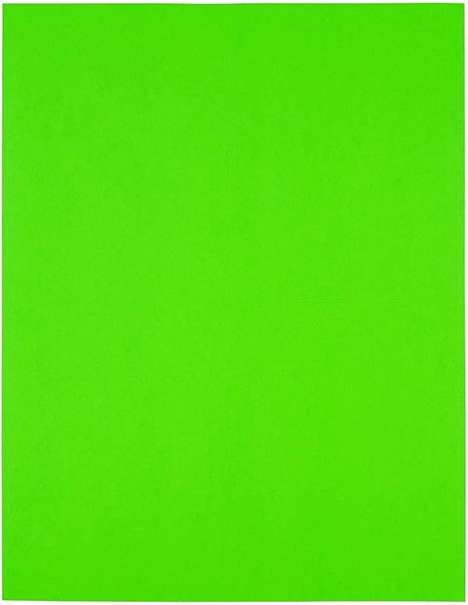 JAM PAPER Shipping Address Labels - Extra Large - 4 x 5 - Neon Green - 4 Labels per Page/120 Labels Total