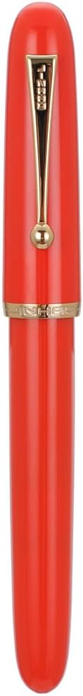 Jinhao 9016 Fountain Pen Fine Point, Dadao Series Red Acrylic Heartbeat Nib with Large Converter for Writing, Signature and Calligraphy