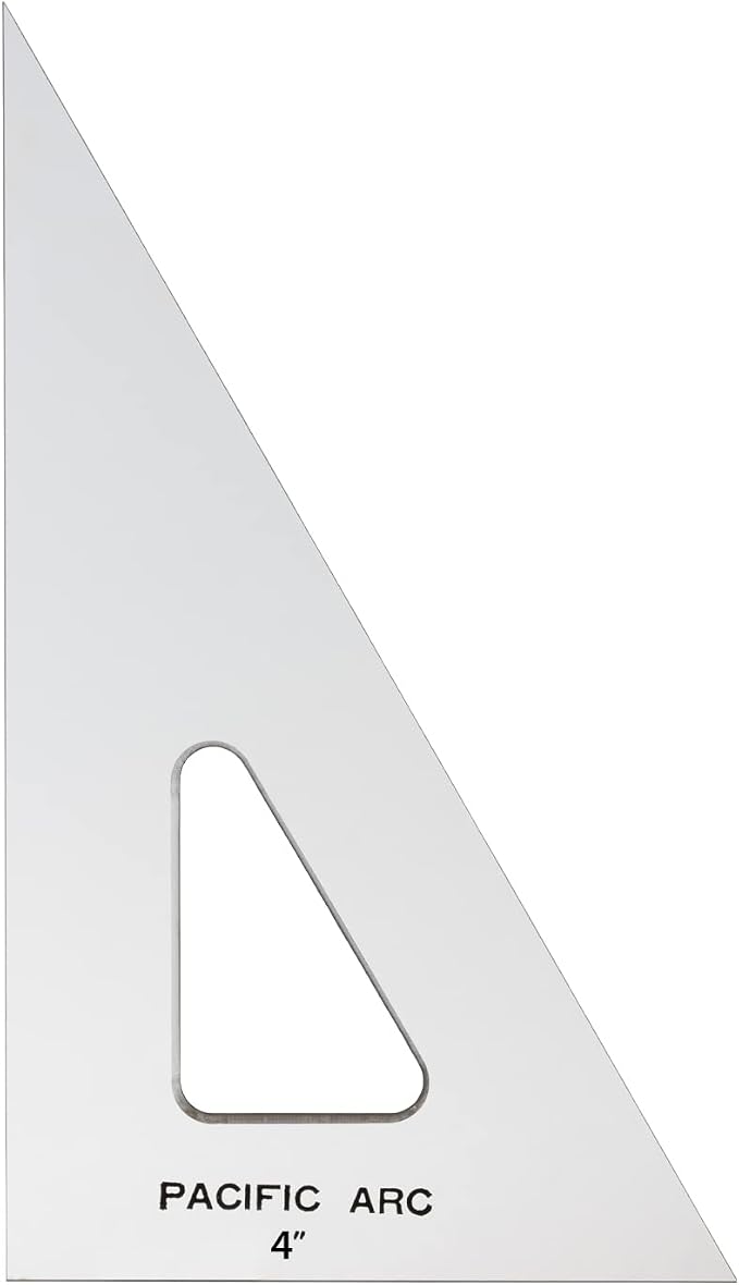 Pacific Arc Drafting Triangle, 4-inch, 30/60/90 Degrees, Clear Acrylic