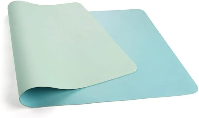Leather Desk Pad Dual-Sided Office Desk Mat Waterproof,Large Table Cover Protector Smooth Mouse Pad Writing Gaming Mat for Laptop Keyboard (Green Blue,47.3x23.6in/120x60cm)
