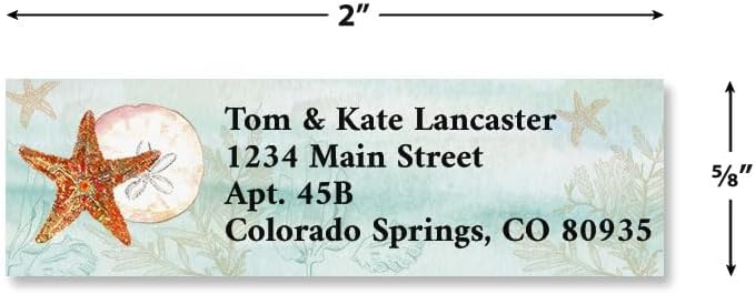 Colorful Images Beach Return Address Labels, 240 | Coastal Pleasures, 240 Count, Self-Adhesive on Flat-Sheet Labels, Customize with Name & Shipping Address