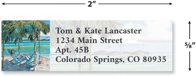 Colorful Images Beach Return Address Labels | Coastal Lounge, 240 Count, Self-Adhesive on Flat-Sheet Labels, Customize with Name & Shipping Address