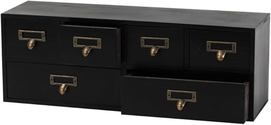 Apothecary Drawers Wooden Storage Box Vintage Wooden Drawers Wood Desktop Organizer Countertop Storage Box Library Card Catalog Cabinet Apothecary Cabinet （BLACK06）
