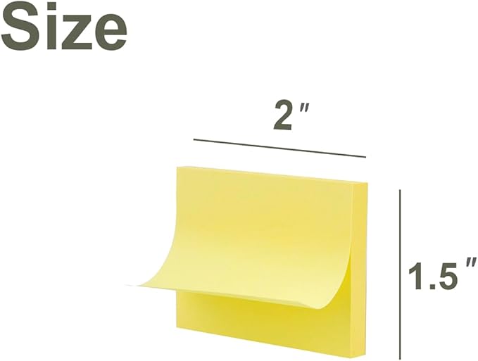 (50 Pads) Sticky Notes 1.5x2, Sticky Pads, Recyclable, Self-Stick Pads, Easy to Post for Home, Office, Notebook (Yellow)