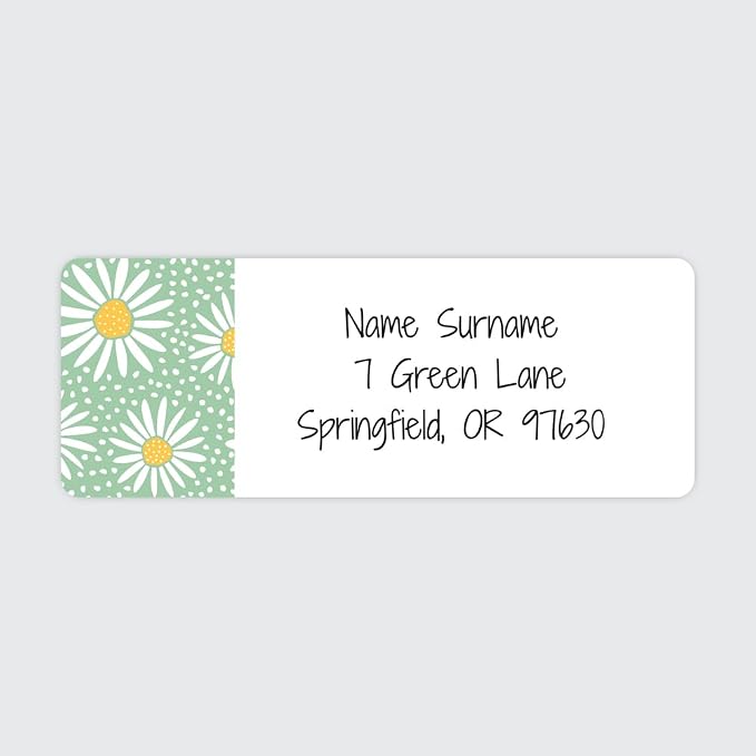 Dotty about Paper Personalized Oopsy Daisies - Green - Return Address Labels x 100