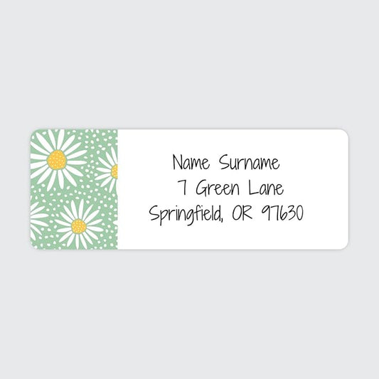 Dotty about Paper Personalized Oopsy Daisies - Green - Return Address Labels x 100