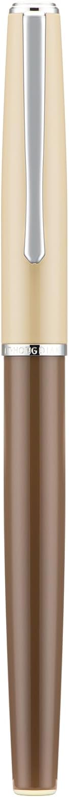 Asvine 920S Fountain Pen Brown Metal Pen, Steel Fine Point Classic Pen with Ink Converter