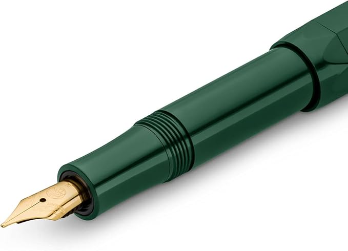 Kaweco CLASSIC SPORT Fountain Pen Green with 23 Carat Gold-Plated Steel Nib and Iridium Tip for Ink Cartridges I Sport Fountain Pen 13 cm I Nib: B (Broad)