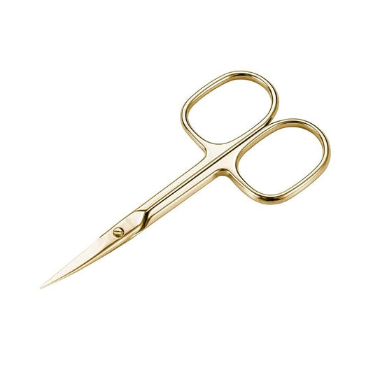 LIVINGO Nail Scissors Sharp Curved Blade Stainless Steel with Case | Fine Cutting Edge, Cuticle Trimming, Manicure Pedicure Care, Premium Gold Finish Design