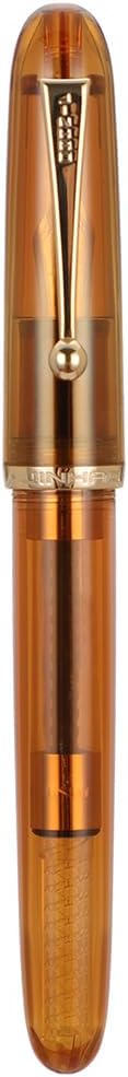 Jinhao 9016 Fountain Pen Fine Point, Dadao Series Transparent Amble Acrylic Heartbeat Nib with Large Converter for Writing