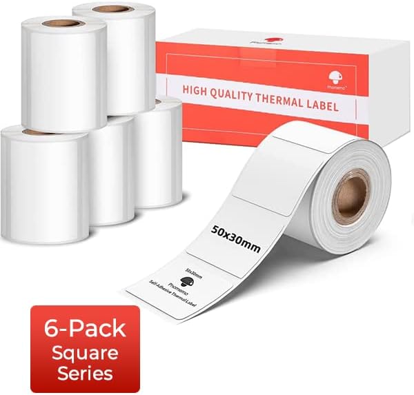 [6x230 pcs] Phomemo Original Labels M110-1.97'' x 1.18''(50x30mm) | for M110/M220/M100/M221/M250 Label Printer, Square, White, Also Support Phomemo Shipping Printer for Barcode, Address