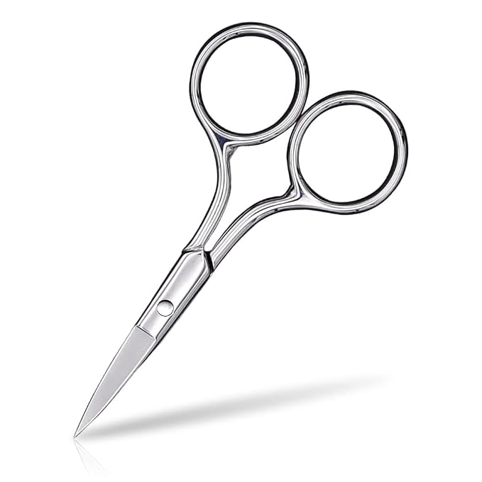 Eyebrow Scissors, Precision Grooming Shears, Nose Hair Trimmer - Professional Stainless Steel Fine Tip for Beard, Mustache, Eyelashes, Cuticles- ASONTAO (1Pcs Eyebrow Scissors)