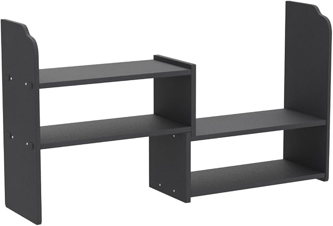 YGYQZ Adjustable Desktop Shelf Organizer, 3-Tier Expandable Desk Shelf, Black