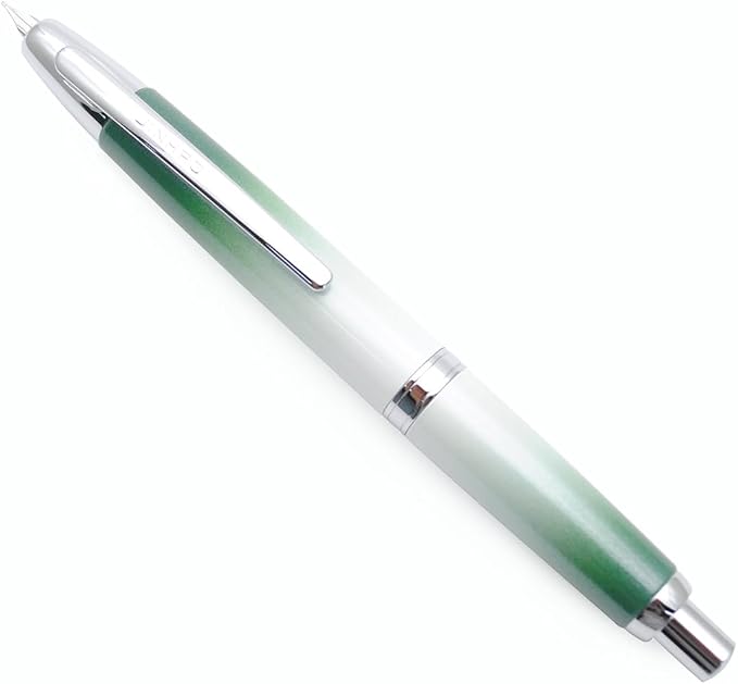 JINHAO 10 Press Fountain Pen, Retractable Metal Pen with Ink Converter (EF Nib 0.38mm, Gradient Grass Green)