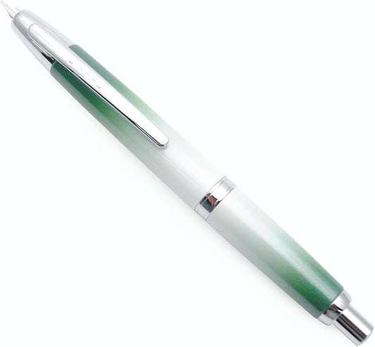 JINHAO 10 Press Fountain Pen, Retractable Metal Pen with Ink Converter (EF Nib 0.38mm, Gradient Grass Green)