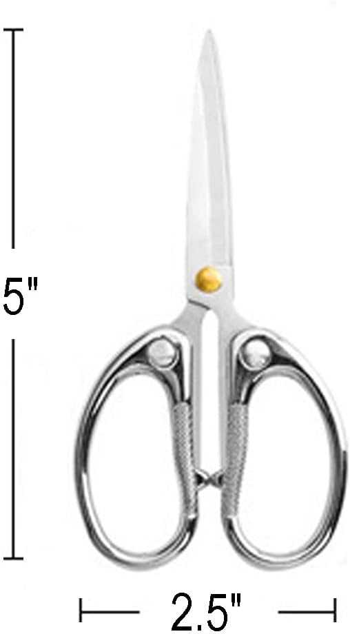 5-inch Small Craft Scissors, Sharp Blades Office Scissors for Desk, Stainless Steel All Purpose Scissors for Office, Home, School, DIY, Sewing, Fabric (Silver)