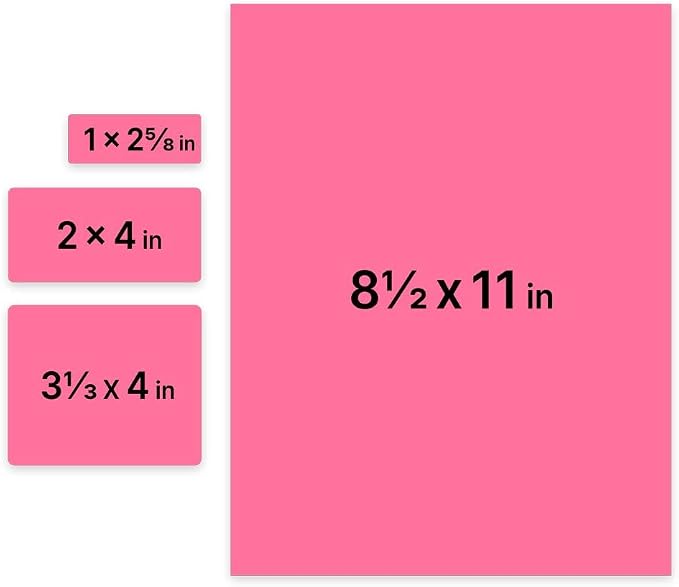 JAM PAPER Shipping & Mailing Address Labels - Multi Size Assortment - Ultra Pink - 370/Pack