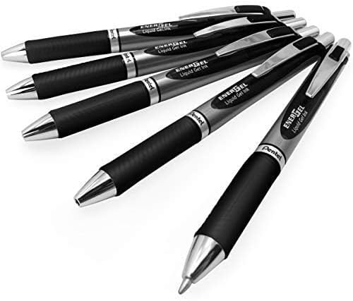 Energel BL80 Retractable Liquid Gel Ink Rollerball Pen - 1.0mm - Black - Pack of 5