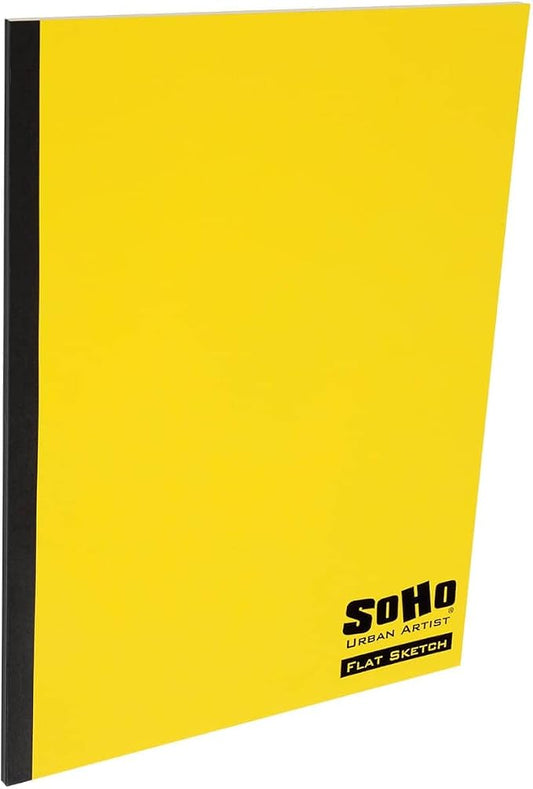 SoHo Urban Artist Tape Bound Lay Flat Sketch Book, Yellow Cover, 9x12 12 Pack, 30 Sheets Each (360 Total), Smooth Mixed Media Sketchbook, 71lb. (106 GSM) Paper Travel Art Journal, Soft Cover