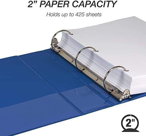 Samsill 2 Inch 3 Ring Binders, Economy Round Ring, Clear View Cover, 425 Sheet Capacity - for School, Home, Office - Blue, 4 Pack