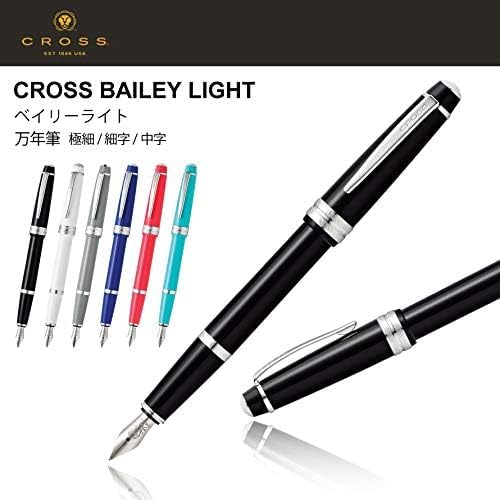 Cross Bailey Light Refillable Fountain Presented in a Everyday Gift Box - Medium Point, Black Ink, Polished White