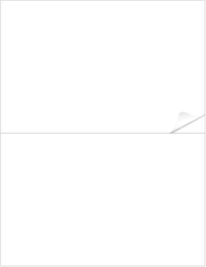 Half-Sheet Printable Shipping Labels- 5 1/2 x 8 1/2- Matte White Mailing Labels- Laser/Inkjet Compatible - 50/Pack