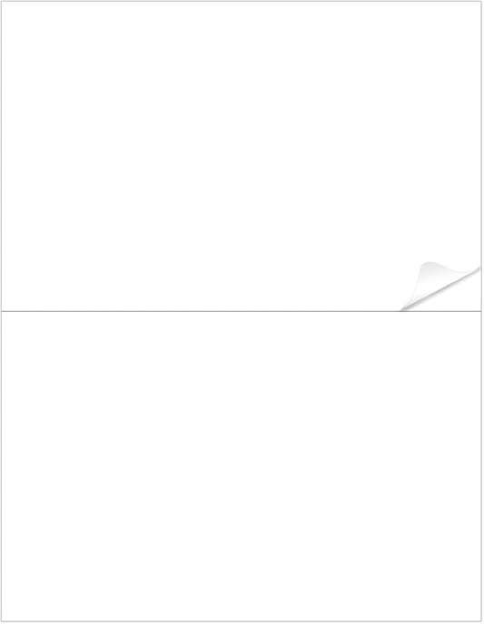Half-Sheet Printable Shipping Labels- 5 1/2 x 8 1/2- Matte White Mailing Labels- Laser/Inkjet Compatible - 50/Pack