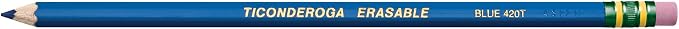 Ticonderoga Erasable Checking Wood-Cased Pencils, Pre-Sharpened, Blue, 12 Count