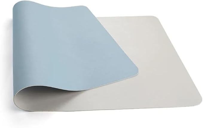 Leather Desk Pad Dual-Sided Office Desk Mat Waterproof,Large Table Cover Protector Smooth Mouse Pad Writing Gaming Mat for Laptop Keyboard (Blue Grey,39.4x23.6in/100x60cm)