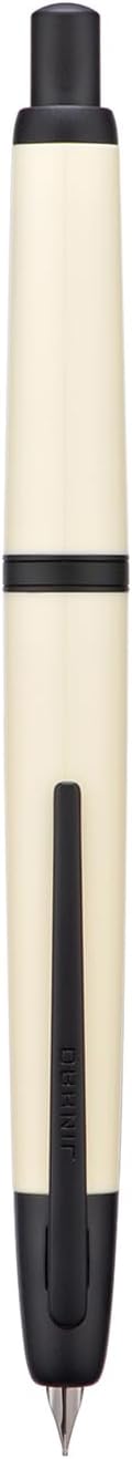 Jinhao 20 Press Retractable Fountain Pen Medium Nib with Converter Resin Writing Gift Pen, Ivory with Black Clip