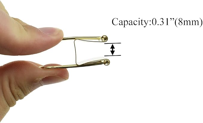 HAHIYO Binder Clips Paper Clamps Spring Steel Sturdy 0.98 inches Width 0.31 Inch Capacity No Sharp Edges Heavy Duty Tight Grip Reusable Gold Metal Bright Finish for Home Office School 25 Pack
