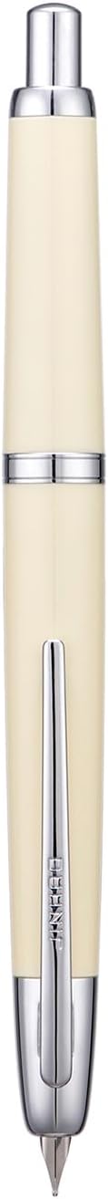 Jinhao 20 Press Retractable Fountain Pen Medium Nib with Converter Resin Writing Gift Pen, Ivory with Silver Clip