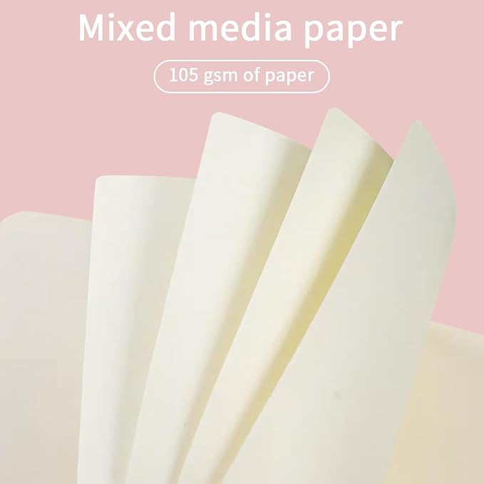 Mifuner Small Rectangle 3.5x5.5 200 Sheets 105gsm Mini Notebooks Blank Pages Sketchbooks Pocket Paint Writing Diary Memo PU Leather Cover Pink