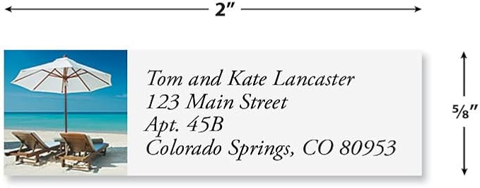 Colorful Images Beach Return Address Mailing Labels | Tropical Harmony, 240 Count, Self-Adhesive on Flat-Sheet Labels, Customize with Name & Shipping Address