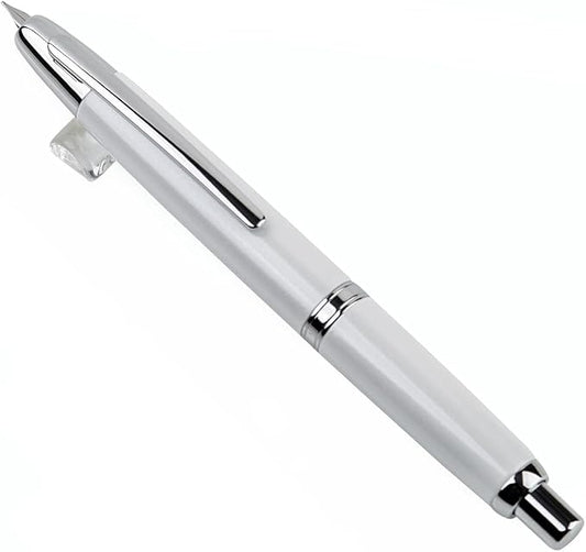 JINHAO 10 Press Fountain Pen, Retractable Metal Pen with Ink Converter (EF Nib 0.38mm, Pearl White)