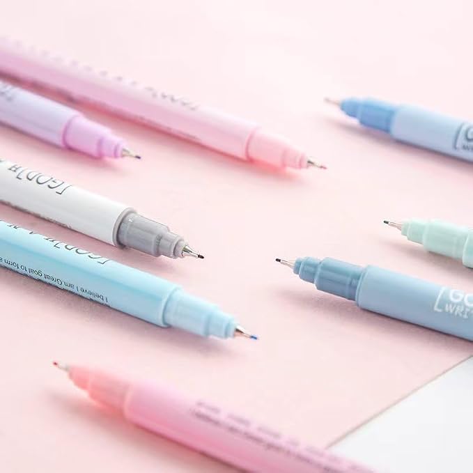 HANKU Colored Fineliner Pens, 0.38mm Fine Tip Pens, 8 Colors Fine Point Pen, Bible Journaling Planner Micro Pen Set for Writing, Drawing, Note Taking, Bullet Journaling