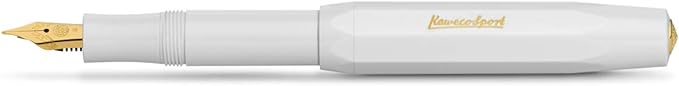 Kaweco CLASSIC SPORT Fountain Pen White with 23 Carat Gold-Plated Steel Nib and Iridium Tip for Ink Cartridges I Sport Fountain Pen 13 cm I Nib: M (Medium)