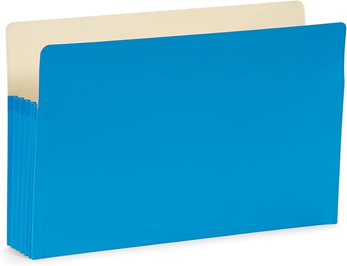Blue Summit Expandable Legal File Folders for Bulky Documents, Legal Size, 5" Expansion, Assorted Colors, 10 File Pockets