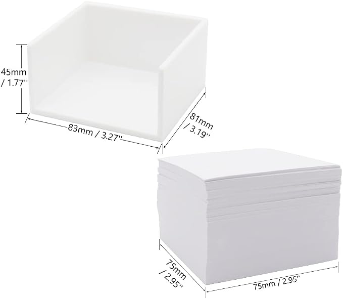 White Memo Holder with Blank Notes Cube Simple PS Notepad Organizer Dispenser 500 Sheets Non-sticky Memo Pads Set for Home Office School Supplies