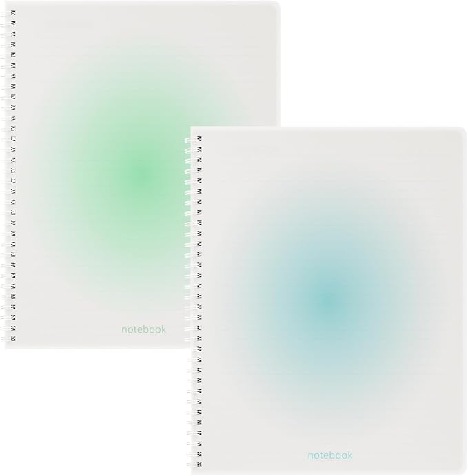 Oucaru Spiral Notebook A4 College Wide Ruled Notebooks 2 Pack 8.5" x 11" Journaling Notebooks 140 Pages 100 GSM Gradient Small Lined Notebooks Waterproof PP Cover for Note Taking for Work School Business Travel