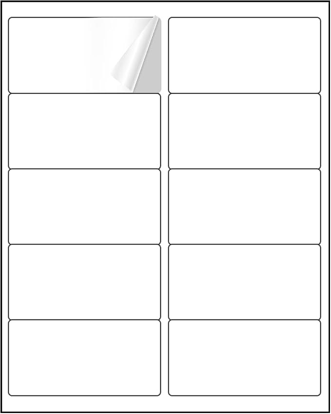2” x 4” Shipping Labels 2000 Address Labels Printable, White Sticker Label Sheets for Laser Inkjet Printers (10 Labels/Sheet, 200 Sheets)