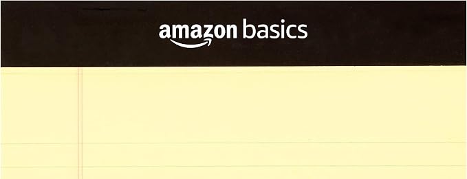 Amazon Basics 50-Sheet Narrow Ruled Lined Writing Note Pad, 5" x 8", 12-Pack, Canary, Perforated