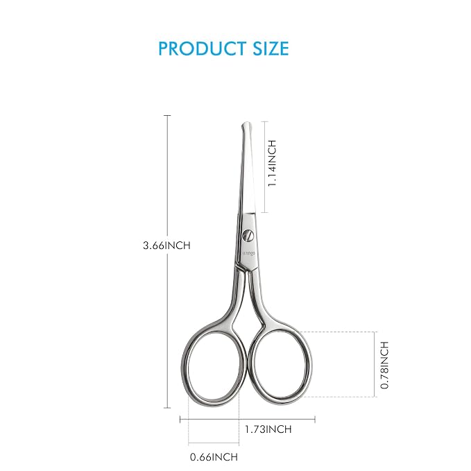 LIVINGO Nose Hair Scissors Rounded Tip Stainless Steel Beauty Shears | Straight Precision Blade, Multi-purpose Grooming, Eyebrow Eyelash Cuticle Facial Detail Care