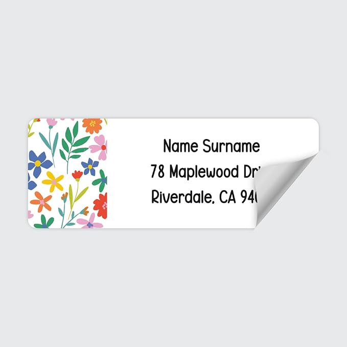 Dotty about Paper Personalized Summer Ditsy Flowers - Return Address Labels x 100
