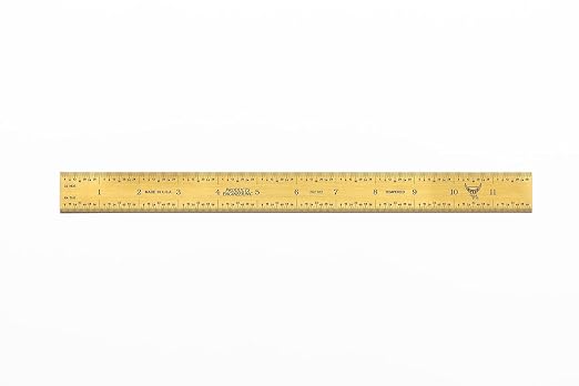 PEC Tools 12"/300mm Rigid Metal Ruler, Titanium Nitride (TiN) Coated Machinist Ruler, E&M Graduation (1/32", 1/64", 0.5mm, 1.0mm), 1" Wide and 0.040" Thick, High Wear Resistance, Made in USA