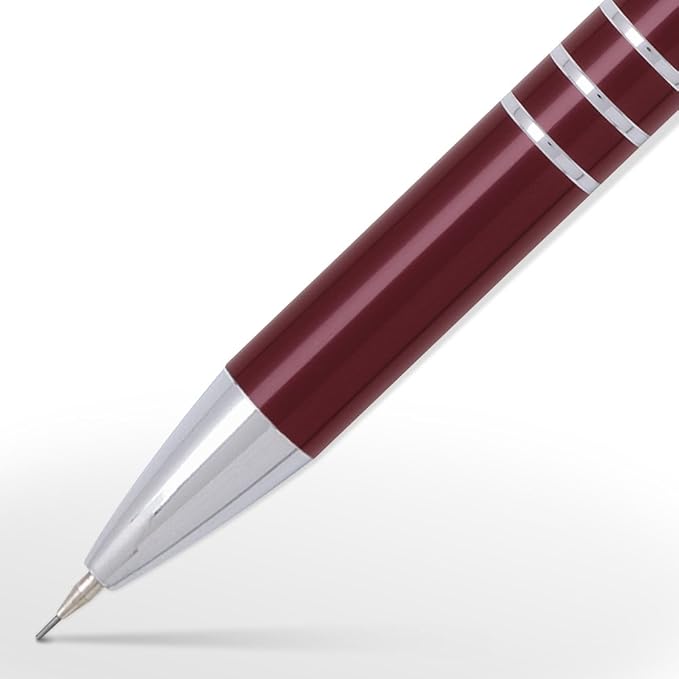 5 Personalized Engraved Classic Metal Ballpoint Pen & Mechanical Pencil Gift Set. Includes Case - Sapphire Blue Color with Silver Accents. Black Ink.