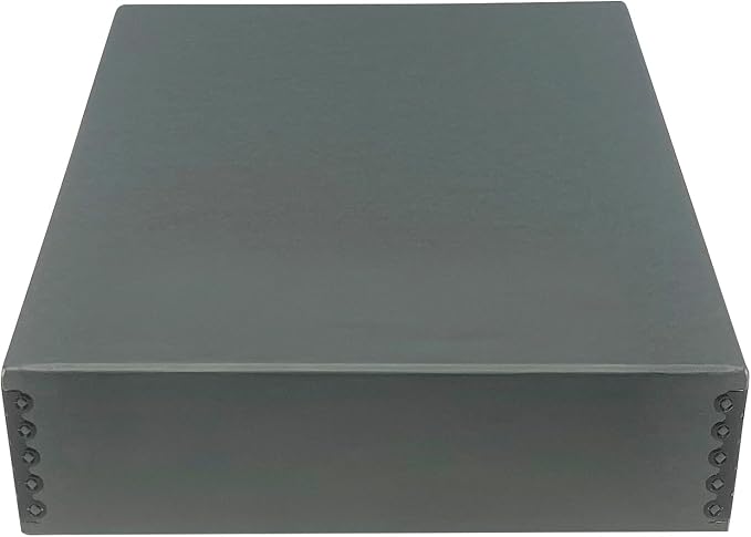 Golden State Art, Drop Front Archival Storage Box, Gray, 11.75x15.25x3 Inch | Acid-Free Museum Box with Metal Edge Corner, for Storing Artwork Photos Documents Prints Arts And Crafts