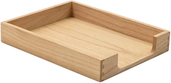 KIRIGEN Wooden Letter Tray, Single-Tier Paper Organizer for Desk Natural TP | Front-Load Paper Tray Fits Letter and A4 Paper, Folders, Mail, and Magazinesfor Home Office; Paulownia Wood, Fully Assembled